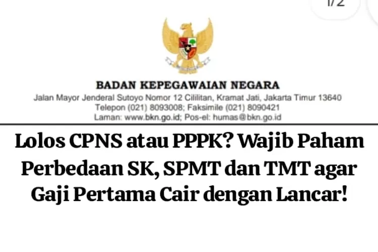Perbedaan SK, SPMT, dan TMT untuk CPNS dan PPPK: Panduan Sebelum Menerima Gaji Pertama