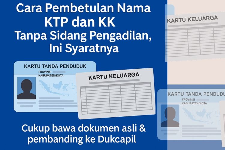 Cara Pembetulan Nama KTP dan KK Tanpa Sidang Pengadilan, Ini Syaratnya
