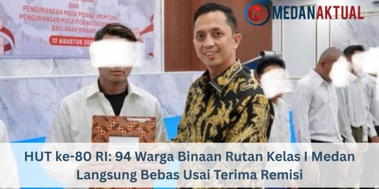 HUT ke-80 RI: 94 Warga Binaan Rutan Kelas I Medan Langsung Bebas Usai Terima Remisi