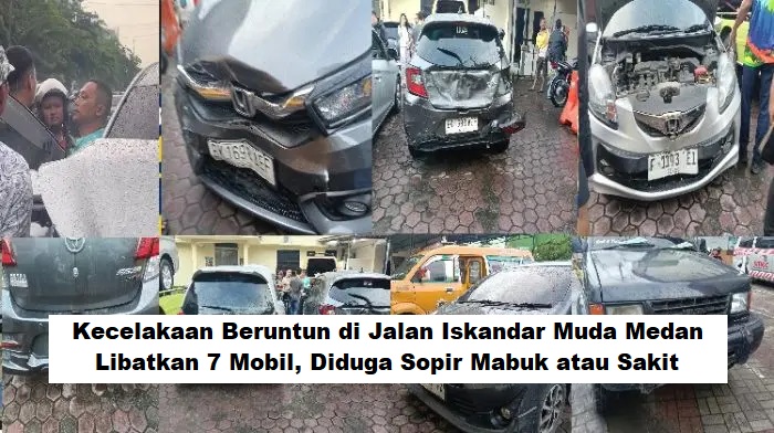 Kecelakaan Beruntun di Jalan Iskandar Muda Medan Libatkan 7 Mobil, Diduga Sopir Mabuk atau Sakit