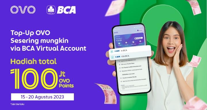 OVO Top Up Melalui BCA Bisa Raih Rp100 juta? Begini caranya