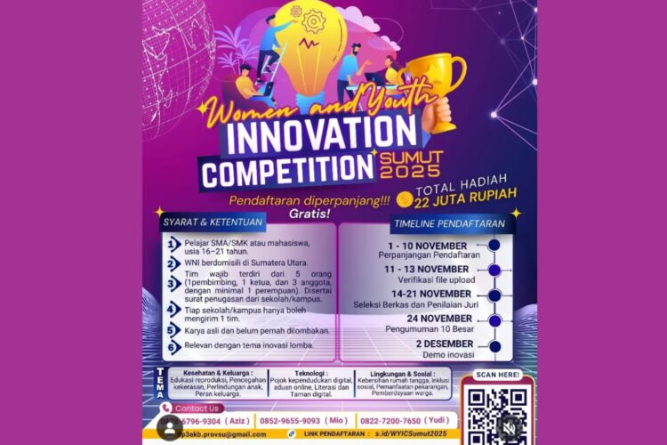 Cara Daftar Women and Youth Innovation Competition Sumut 2025 untuk Pelajar dan Mahasiswa Sumut