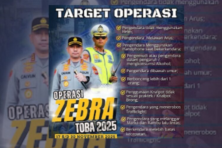 Operasi Zebra Toba Medan 17-30 November 2025 Ini Daftar Lengkap Sanksi Tilang
