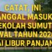 Catat, Ini Tanggal Masuk Sekolah Sumut Awal Tahun 2026 Usai Libur Panjang